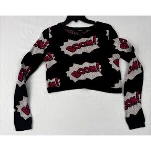 Forever 21 Cropped BOOM! Sweater - Size S - Comic Graphic Knit Pullover